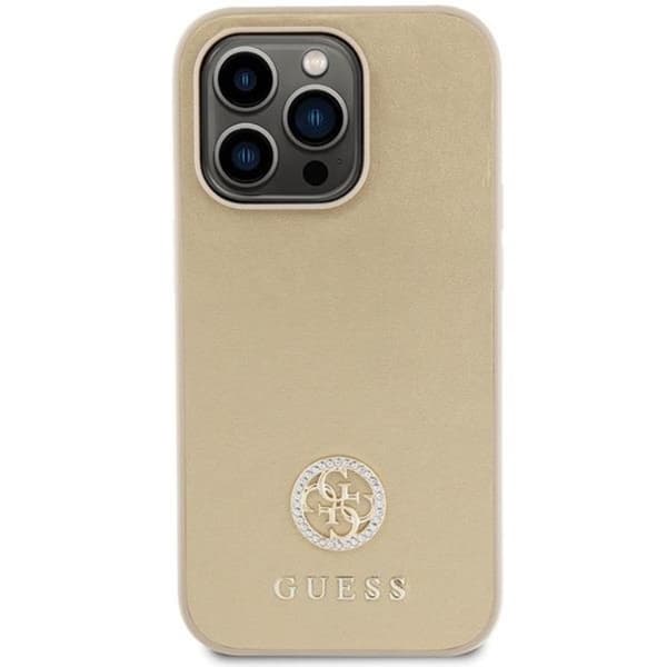 Guess Mobilskal till iPhone 15 Pro Strass Metal Logo - Guld Guld