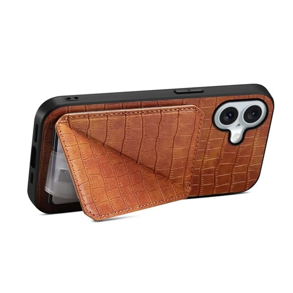 Mobilskal till iPhone 17 Korthållare Crocodile Textured - Brun Brun