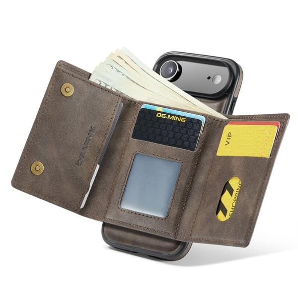 DG.MING M6 Series iPhone Air Plånboksfodral Magnetiskt Brun