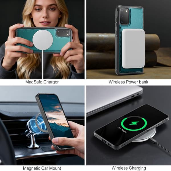 JEEHOOD Mobilskal till Samsung Galaxy S20 5G Konstläder - Blå Blå