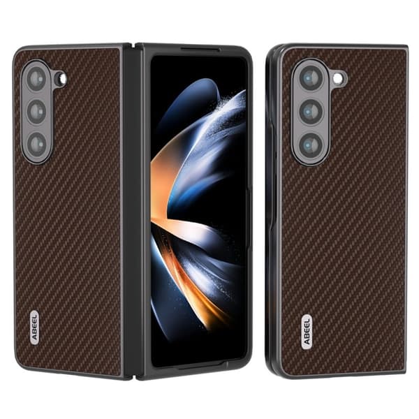 ABEEL Mobilskal till Samsung Galaxy Z Fold6 5G Kolfiber Textur Brun