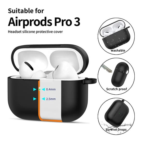Tech-Protect Apple Airpods Pro 3 Etui Silikone Krog - Sort Svart