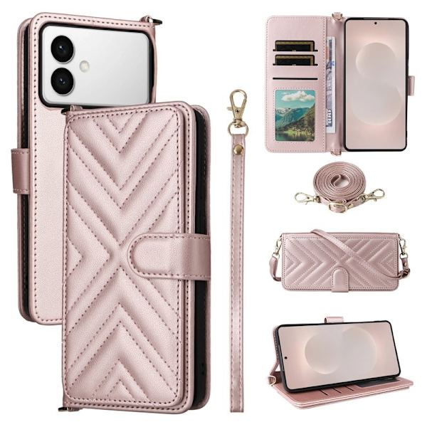 Samsung Galaxy S26 Edge Plånboksfodral Konstläder Ställ - Rosa