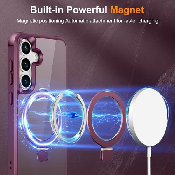 Mobilskal för Samsung Galaxy S26 Plus Magnetiskt Ringhållare TPU + PC - Vinröd