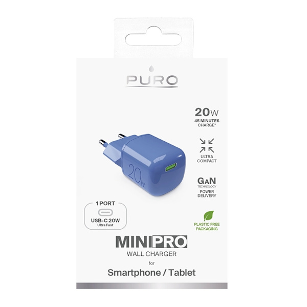 Puro Snabbladdare 20W GaN USB-C - Blå