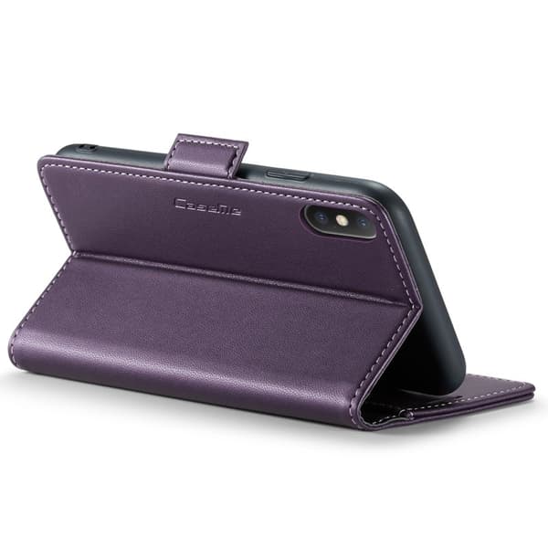 CASEME RFID-Skydd Plånboksfodral Konstläder för iPhone XS - Lila