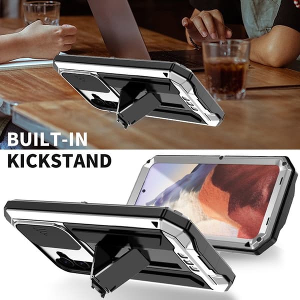 R-JUST Mobilskal till Galaxy S24+ PC+Silicone+Metal Silver