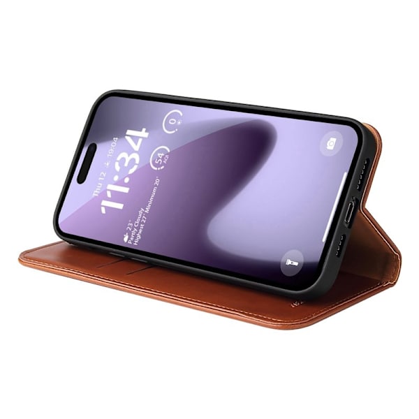 FIERRE SHANN för iPhone 17 Plånboksfodral Konstläder - Brun