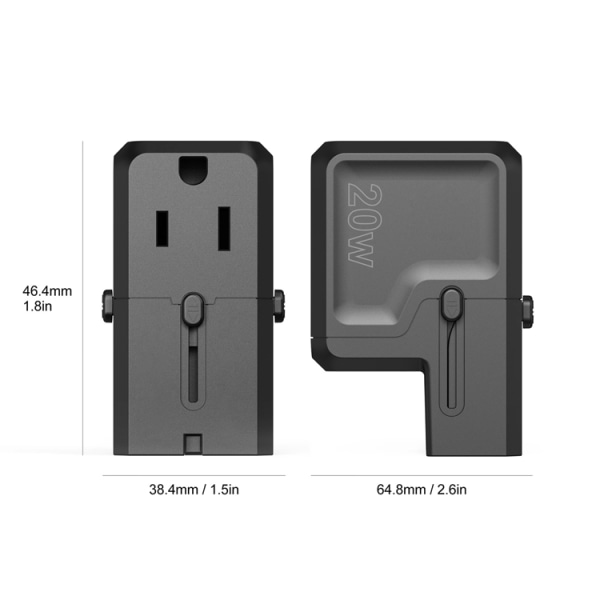 Choetech USB-C USB-A PD 20W matkalaturi USA EU UK AU