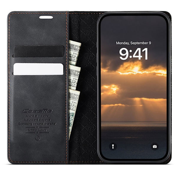 Caseme iPhone 16e Plånboksfodral RFID Blocking - Svart Svart