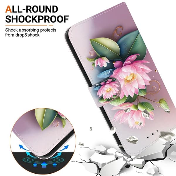 Plånboksfodral för Samsung Galaxy S26 Plus Mönstertryckt Konstläder - Lotus