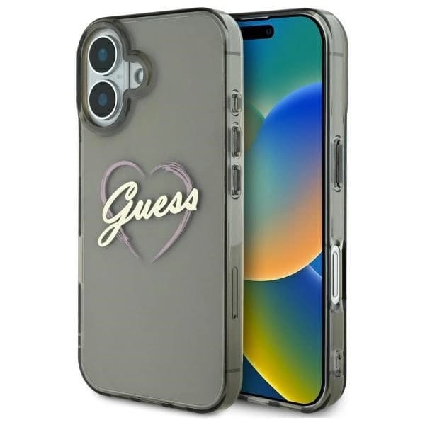 Guess Mobilskal till iPhone 16 IML Heart - Svart Black