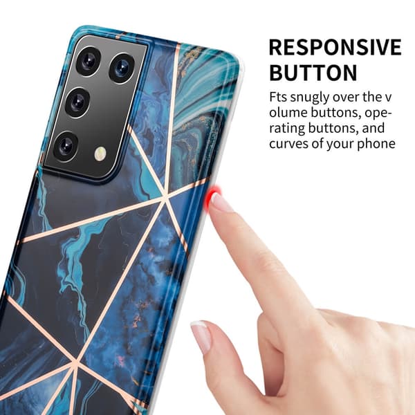 BOOM - Grid skal Galaxy S21 Ultra - Blå Marmor Blue