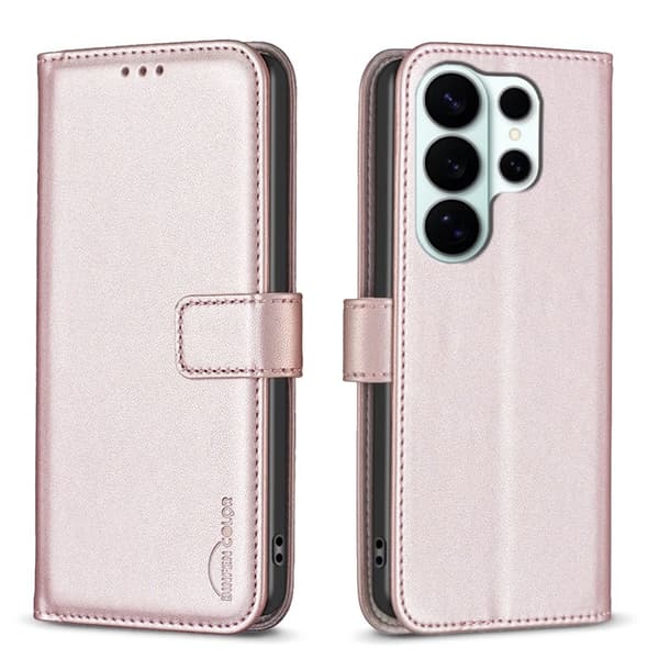 BINFEN Samsung Galaxy S26 Ultra Plånboksfodral Folio Flip Konstläder - Roséguld