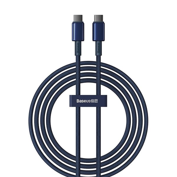 Baseus USB-C till USB-C kabel 100W 1m Tungsten Gold - Marinblå Blå