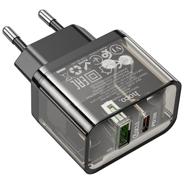 Hoco Snabbladdare PD 20W USB-A USB-C QC3.0 3A N34 - Svart