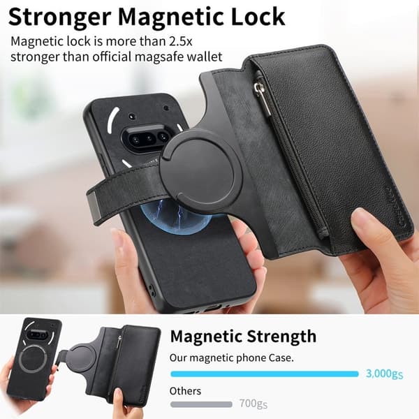 CASENEO Plånboksfodral för Nothing Phone (3a) - Konstläder - Svart