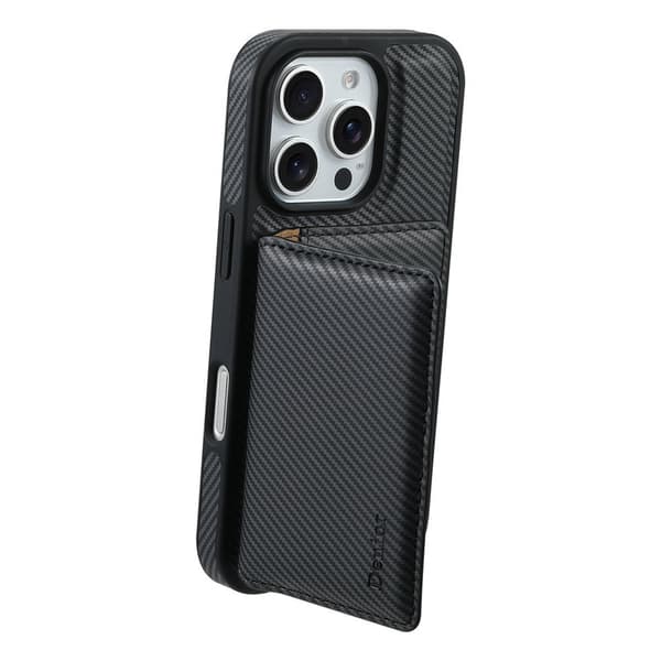 DENIOR Mobilskal till iPhone 16 Pro Äkta Läder Magnetisk Svart