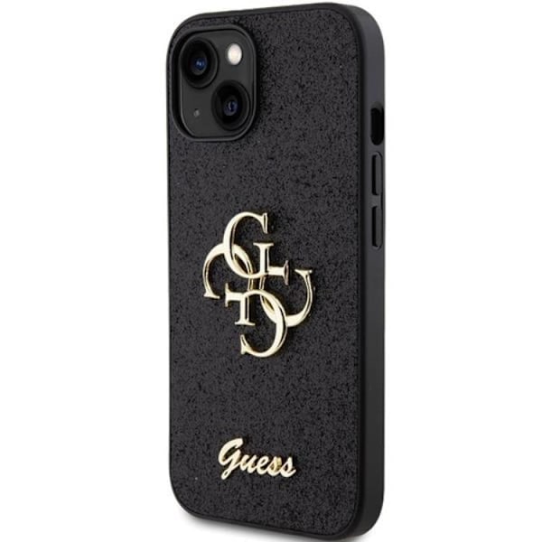 Guess iPhone 15 Mobilskal Glitter Script Big - Svart Svart