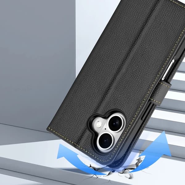 Dux Ducis iPhone 16 Punge Etui Lawa Læder - Sort Svart