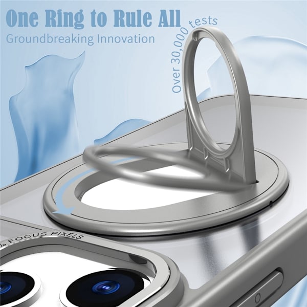 Mobilskal till iPhone 17 Pro Max MagSafe Rotating Kickstand Clear - Grå Grå
