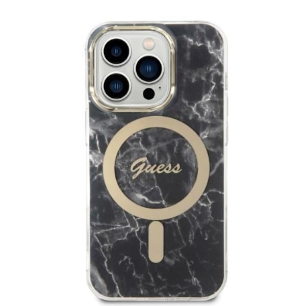 GUESS iPhone 14 Pro Magsafe Skal Marble + Trådlös Laddare - Svart Svart