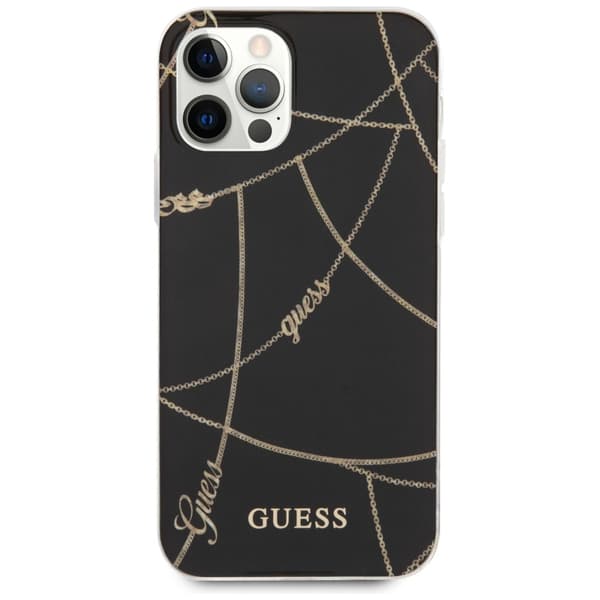 Guess Mobilskal till iPhone 12 Pro MagSafe Gold Chain Collection - Svart