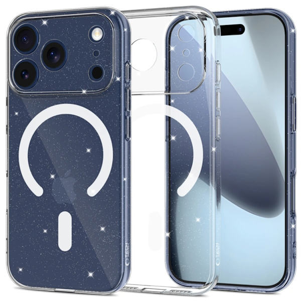 Tech-Protect Mobilskal till iPhone 17 Pro Magsafe Flexair - Glitter Transparent
