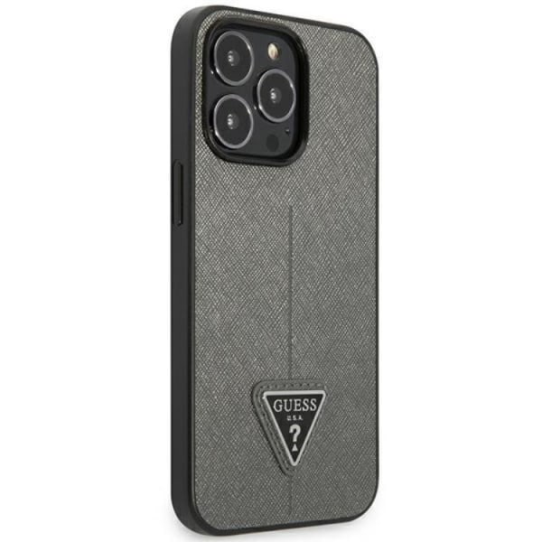 GUESS iPhone 14 Pro etui Saffiano Triangle Logo - Sølv