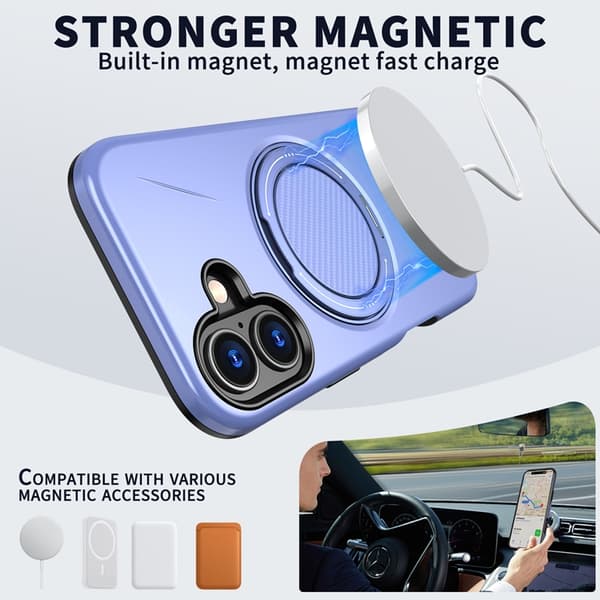 Mobilskal till iPhone 16 MagSafe Rotating Kickstand TPU + PC Lila