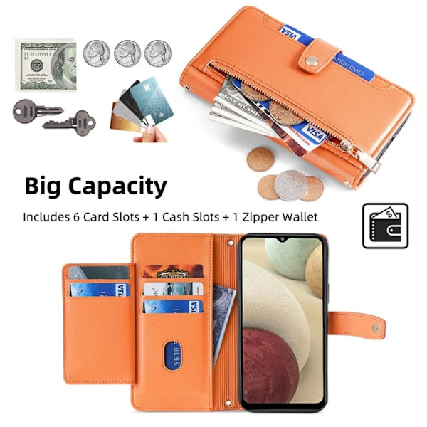 Galaxy A12 Plånboksfodral Konstläder - Orange Orange