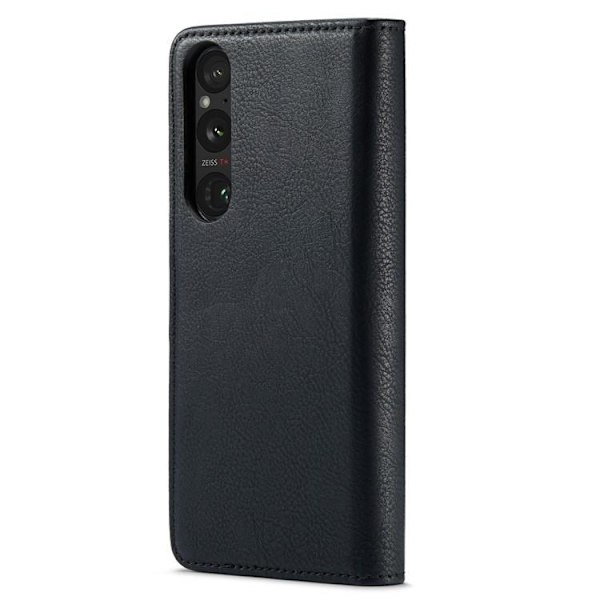 DG.MING Sony Xperia 1 V Plånboksfodral Äkta Läder 2in1 - Svart Svart