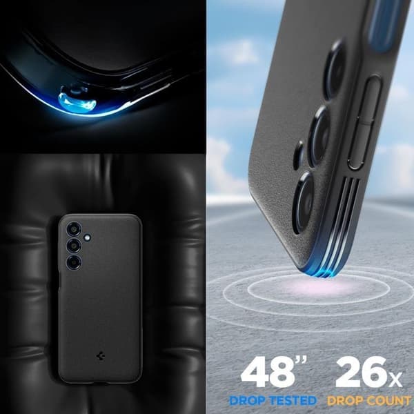 Spigen telefontaske til Galaxy M35 5G Essential Sandblast - Matt Sort Svart