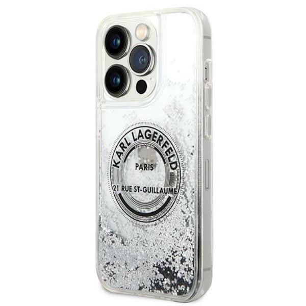 Karl Lagerfeld iPhone 14 Pro Max Skal Liquid Glitter RSG - Silver