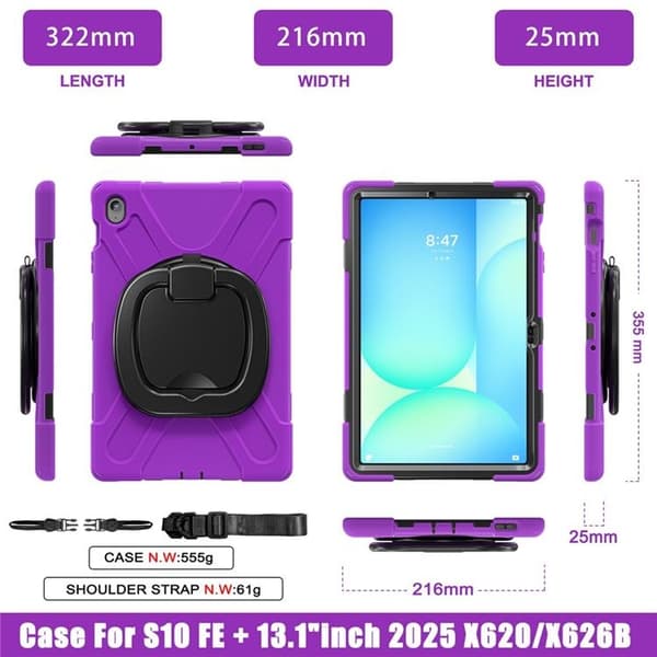 Mobilskal till Galaxy Tab S10 FE Plus Kickstand Handle Grip - Lila Lila