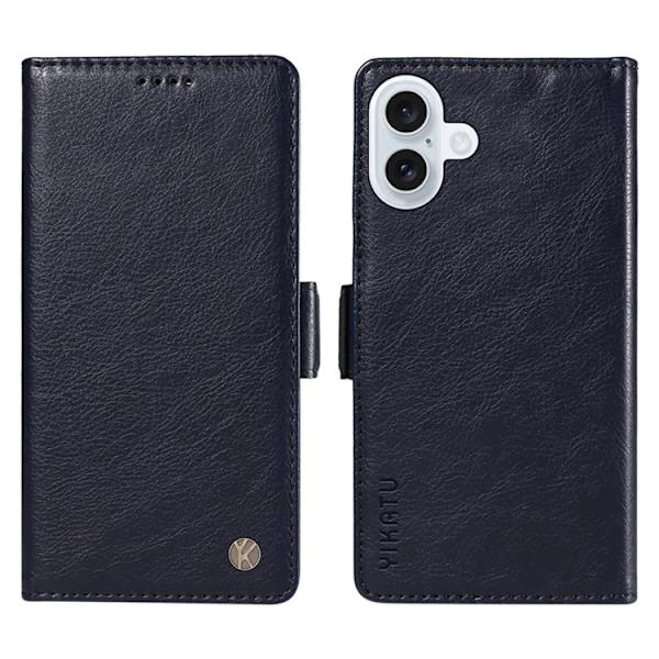 YIKATU iPhone 17 Konstläder Plånboksfodral Litchi Texture - Blå Blå