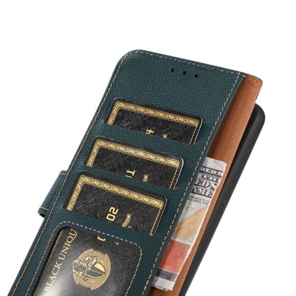 KHAZNEH iPhone 14 Plus -lompakkokotelo RFID aitoa nahkaa - vihreä