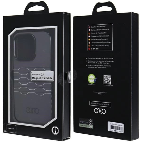 Audi iPhone 15 Pro matkapuhelimen suojakuori Magsafe IML - musta