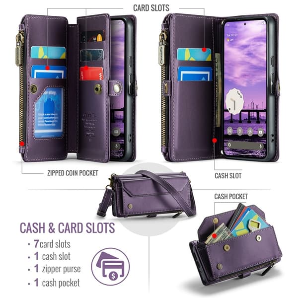 CASEME Google Pixel 10/10 Pro Plånboksfodral RFID Zipper Lila