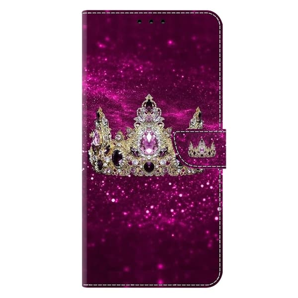 Galaxy A17 5G Konstläder Plånboksfodral Pattern Printing - Lila Diamond Crown Lila