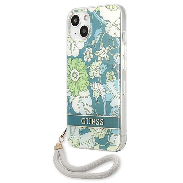 Guess iPhone 13 Skal Flower Strap - Grön