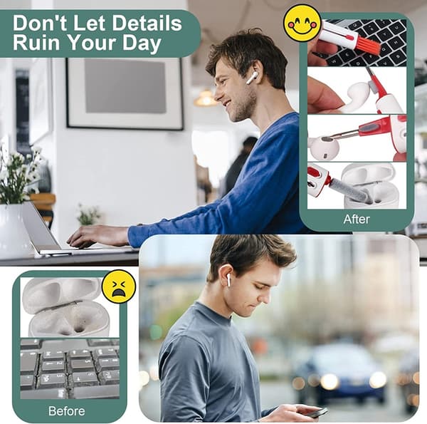 Multifunction Airpods 1/2/3/Pro Cleaner Kit med Soft Brush - Röd Röd