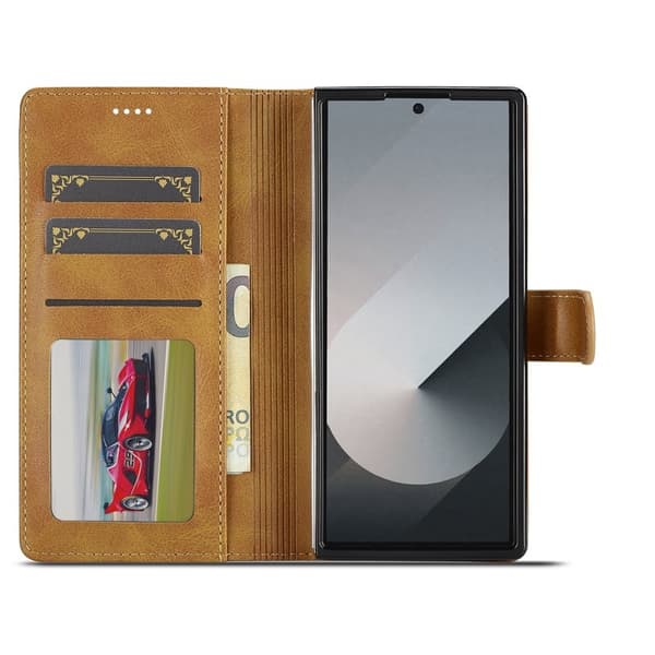 LC.IMEEKE Samsung Galaxy Z Fold7 Plånboksfodral Konstläder - Gul