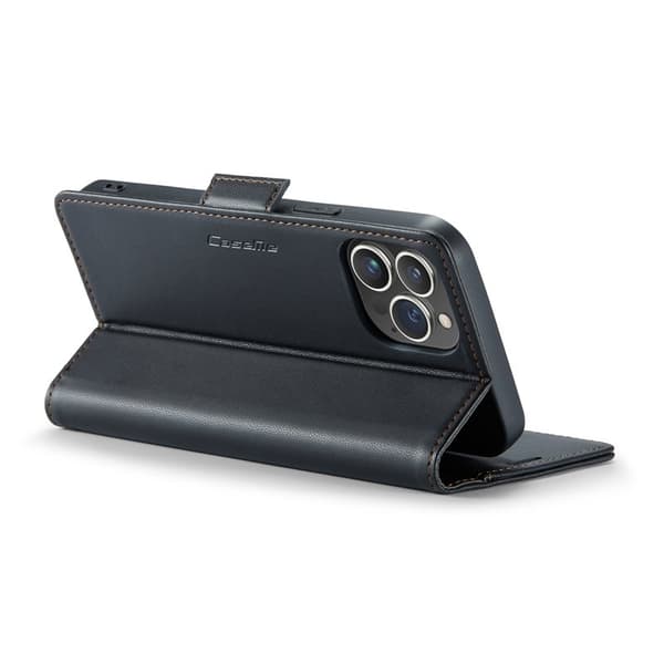 CASEME iPhone 13 Pro Max Plånboksfodral Konstläder RFID-Skydd Svart