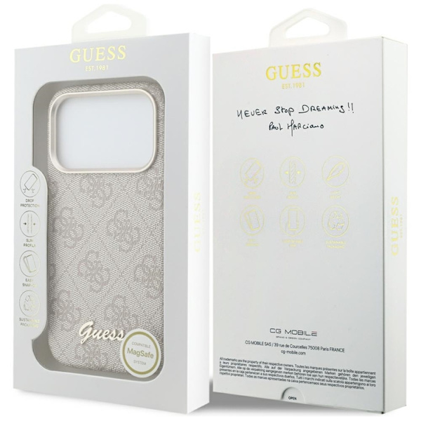 Guess  Mobilskal För iPhone 17 Pro Max MagSafe 4G Script - Rosa Rosa