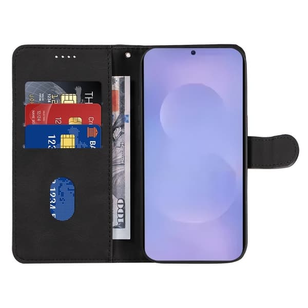 Samsung Galaxy S26 / S26 Pro Plånboksfodral Ställ Konstläder - Svart