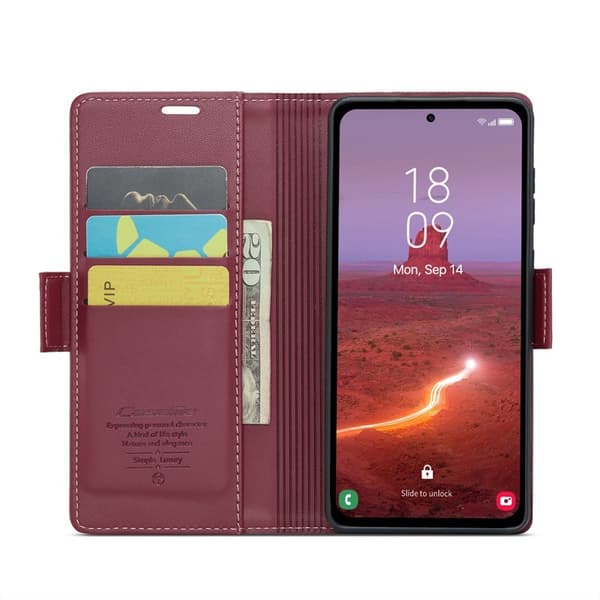 CASEME Plånboksfodral Konstläder för Samsung Galaxy A55 5G - Röd