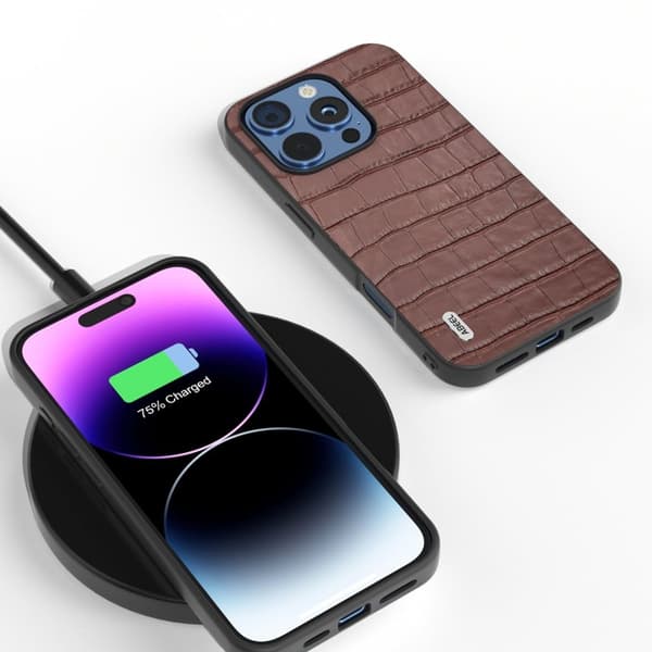 ABEEL Mobilskal till iPhone 16 Pro i Äkta Läder + PC + TPU - Brun
