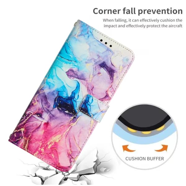 Sony Xperia 10 VII Konstläder Plånboksfodral Marble Pattern - Rosa / Lila Rosa