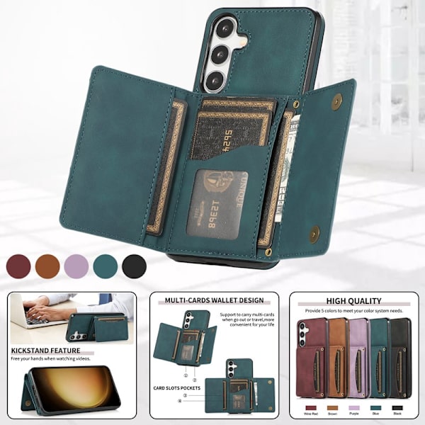 Plånboksfodral för Samsung Galaxy S26 Plus Tri-Fold Kickstand PU - Blå